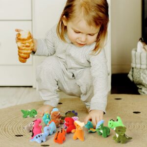 18 Pack Plush Dinosaur Toys Bulk, Mini Soft Stuffed Animal Cute Dinosaur Figures, Keychain Decoration for Goodie Bag Filler, Claw Machine, Treasure Chest Prizes, Birthday Party Favor for Kids