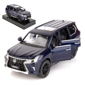 BDTCTK 1/32 Compatible for Lexus LX570 Off-Road in Luxury SUV Model Car, Zinc Alloy Pull Back Toy car with Sound and Light for Kids Boy Girl Gift(Blue)