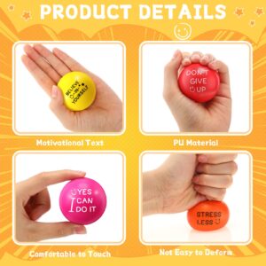 60 Pieces Motivational Stress Balls 1.97 Inch Inspirational Stress Relief Ball Bulk Hand Exercise Balls Encouraging Colorful Foam Balls Anxiety Small Balls with Quotes for Kids Adults Teens, 6 Styles