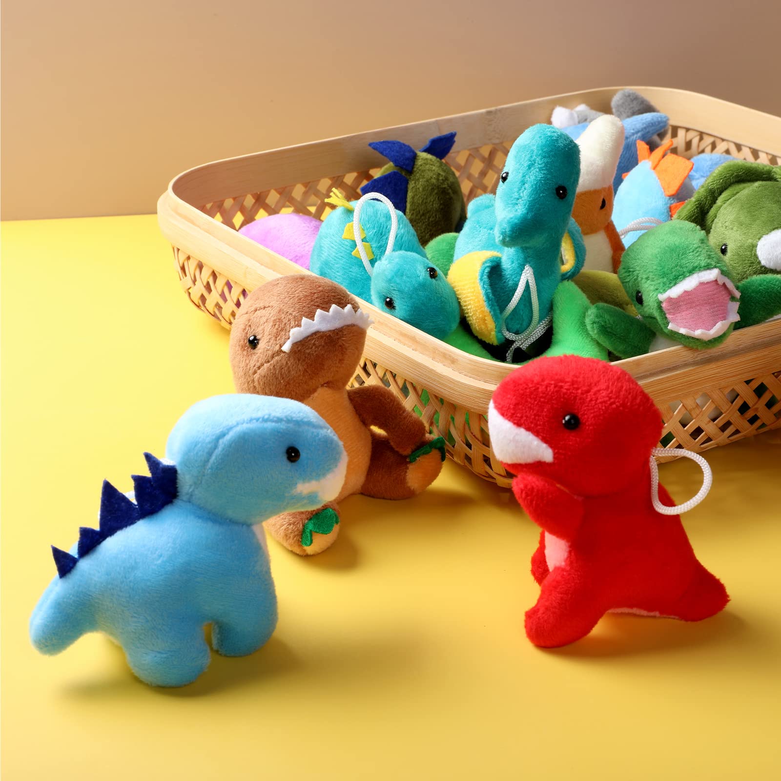 20 Pack Dinosaur Plush Stuffed Set, Mini Animal Cute Dinosaur Figures, Soft Keychain Toy for Kids Toddler Goodie Bag Filler, Doll Machine, Treasure Carnival Prizes Birthday Party Favors Gifts