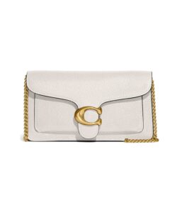 coach tabby chain clutch, chalk