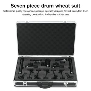 W IN-MIX G7 7-Piece Wired Dynamic Drum Mic Kit (Whole Metal)- Kick Bass, Tom/Snare & Cymbals Microphone Use for Drums, Vocal, Other Instrument Complete with Thread Clip, Mics Holder