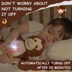 DIILSWX Monkey Stuffed Animals with Dynamic Star Projection Lamp: Rechargeable Night Light for Kids Bedroom, Soft & Huggable Plush Toy, Cute Bedtime Buddy for Toddler, Boys, Girls (Galaxy) - 10.5''