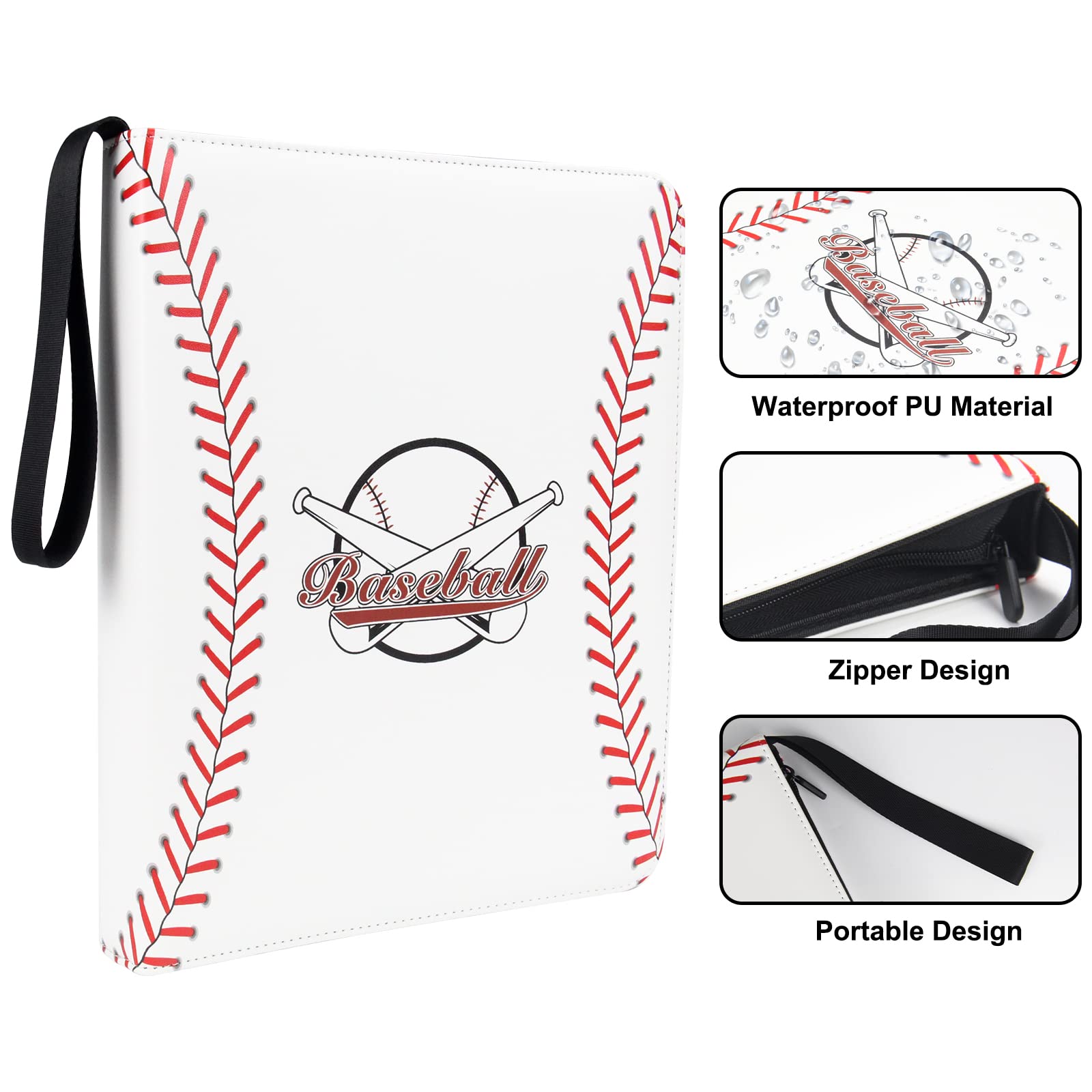 Baseball Card Binder, 900 Pocket Card Collections Album, 9 Pocket Trading Card binder with 50 Removable Sleeves, Card Protectors Holder Fit Football, Baseball, Sport Cards and Other Trading Cards