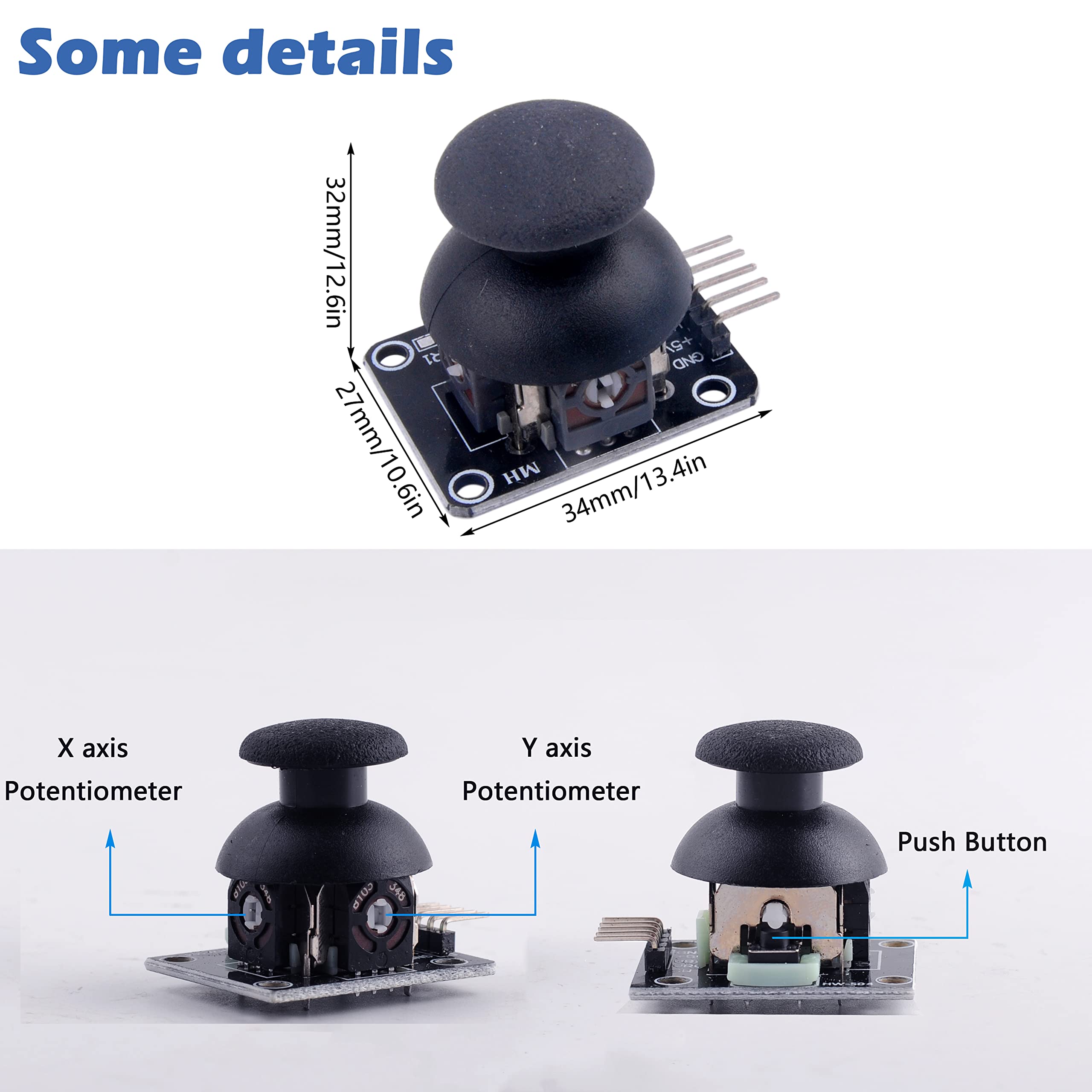 Wishiot Thumb Joystick Module Dual Axis Sensor Game Controller Sensor Joystick Breakout Module Compatible with Arduino PS2 Raspberry Pi (2)