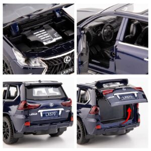 BDTCTK 1/32 Compatible for Lexus LX570 Off-Road in Luxury SUV Model Car, Zinc Alloy Pull Back Toy car with Sound and Light for Kids Boy Girl Gift(Blue)