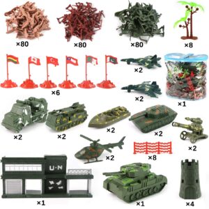 3 otters 307PCS Army Men Military Set, Military Battle Group Plastic Army Men Toy Soldiers for Boys and Girls, with Storage Container