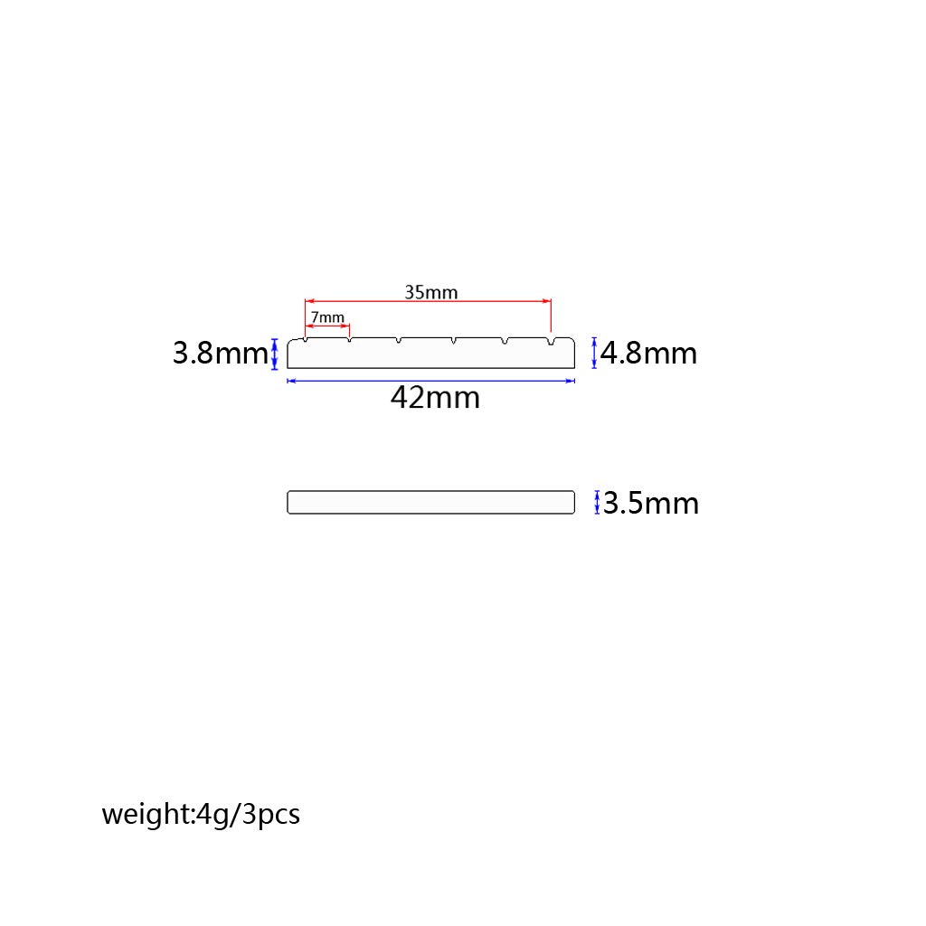 Ogdni 42mm Guitar Bone Nut 3pcs Pre-Slotted Nuts Replacement Compatible with Strat Tele Electric Guitar,Flat Bottom