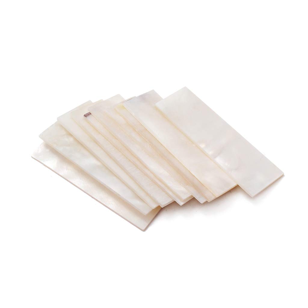 Ogdni Guitar Inlay Material,10Pcs Flat Rectangle White Mother of Pearl Shell Blank Material for Guitar Banjo Mandolin Parts (GF122)