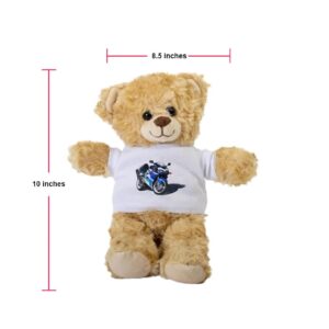 SpreadPassion Motorcycle Teddy Bear, Gift Stuffed Animal, Plush Teddy Bear with Tee, Welcoming Baby Gift, Gift for Her, Gift for Newborn, Cute Birthday Christmas Basket Gift Idea