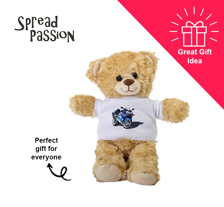 SpreadPassion Motorcycle Teddy Bear, Gift Stuffed Animal, Plush Teddy Bear with Tee, Welcoming Baby Gift, Gift for Her, Gift for Newborn, Cute Birthday Christmas Basket Gift Idea