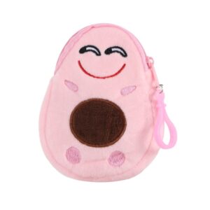 Wallet, Mini Key Case Bags, Kawaii Money Pouch, Cartoon Avocado Plush Purse, Funny Coin Bag, Lovely Wallet for Kids Girls(Pink)