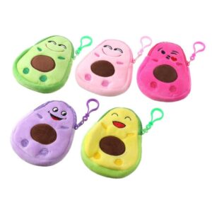 Wallet, Mini Key Case Bags, Kawaii Money Pouch, Cartoon Avocado Plush Purse, Funny Coin Bag, Lovely Wallet for Kids Girls(Pink)