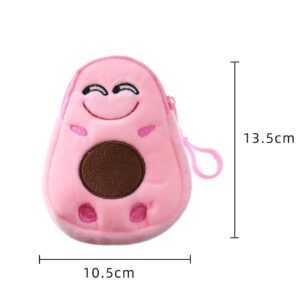 Wallet, Mini Key Case Bags, Kawaii Money Pouch, Cartoon Avocado Plush Purse, Funny Coin Bag, Lovely Wallet for Kids Girls(Pink)