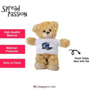 SpreadPassion Motorcycle Teddy Bear, Gift Stuffed Animal, Plush Teddy Bear with Tee, Welcoming Baby Gift, Gift for Her, Gift for Newborn, Cute Birthday Christmas Basket Gift Idea