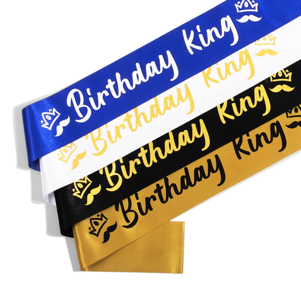 Party to Be Birthday King Sash Gold 3.15" Wide x 35" Long from Shoulder to Hip