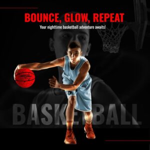 Wave Runner Glow in The Dark Basketball -Official Size 7 Light Up Toys for Night Ball Games, Regulation Size, Tap Activated - Ideal Glow Basketball Gifts and Toy Basketball (Orange w/Cracks)