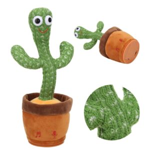 Dancing Cactus Mimicking Toy | Talking Singing Plush Doll | USB Charging | for Babies and Toddlers | Repeats What You Say | 120 Songs Built-in | LED Light Up | English & Spanish