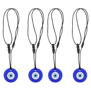 4pcs baby accessories teeth toddlers supplies tools chew pendant children grinding evil eye blue toy teething kids necklace for oral infant molar sensory