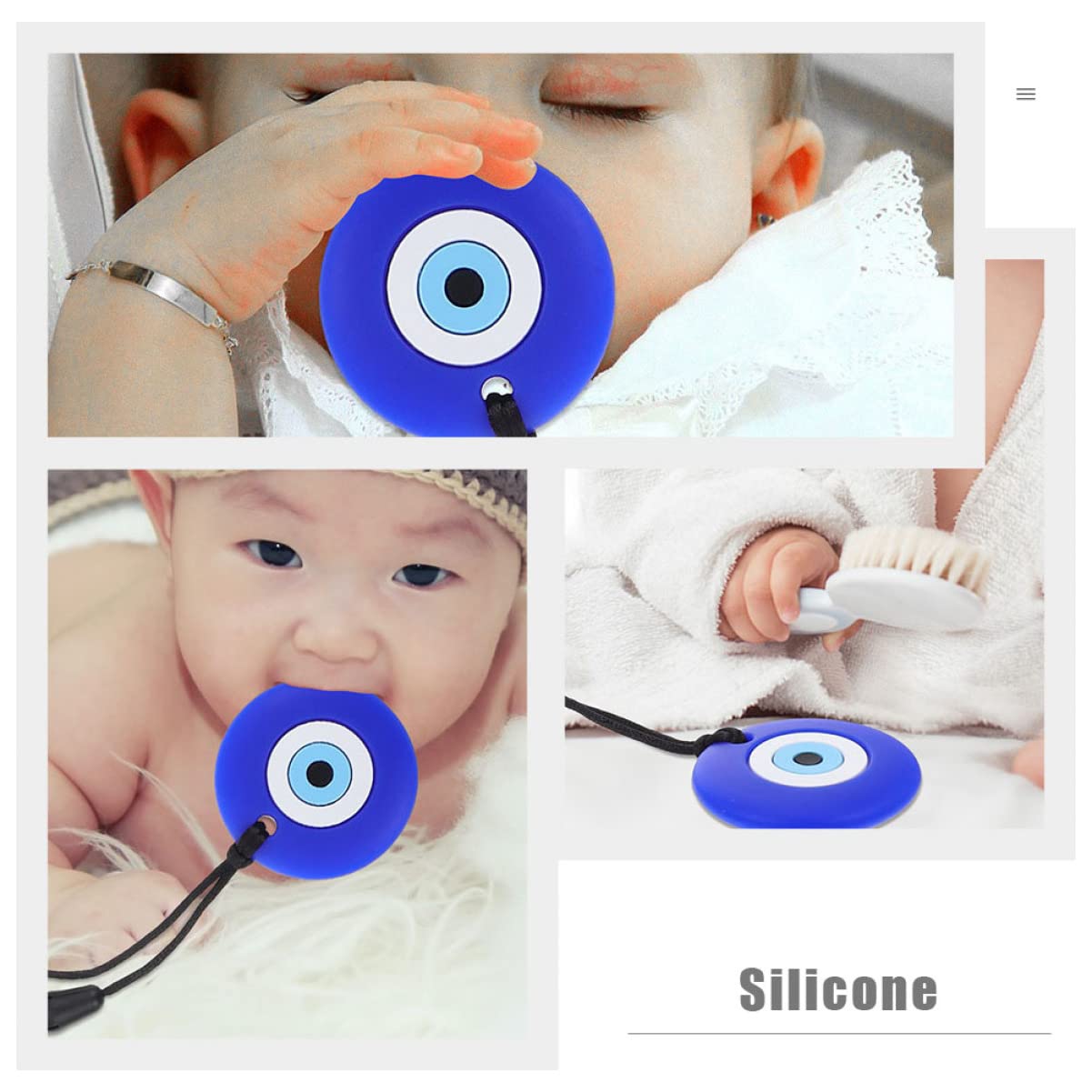 4pcs Baby Accessories Teeth Toddlers Supplies Tools Chew Pendant Children Grinding Evil Eye Blue Toy Teething Kids Necklace for Oral Infant Molar Sensory