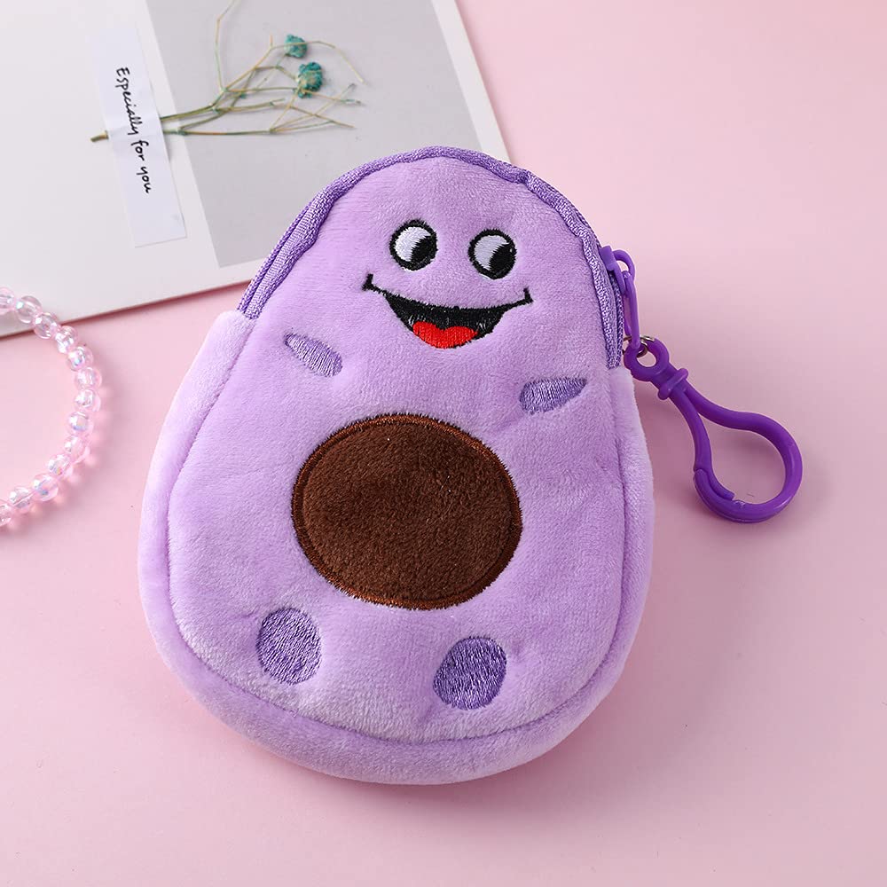 Wallet, Mini Key Case Bags, Kawaii Money Pouch, Cartoon Avocado Plush Purse, Funny Coin Bag, Lovely Wallet for Kids Girls(Pink)