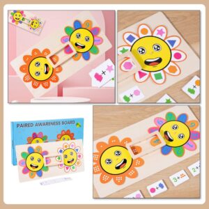 TOYANDONA 2 Sets Flower Matching Puzzle Kid Learning Toys Kids Wooden Toys Kids Number Matching Puzzles Cognitive Toys for Kids Wooden Puzzle Kids Sports Toys Educational Board Toy Kids Toy