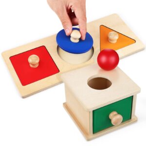 Kisangel Toddler Toys Infant Toys Stacking Puzzle 1 Set Object Permanence Box Wooden Peg Puzzles Preschool Learning for Infant Stacking Puzzle Wooden Toys Baby Toys