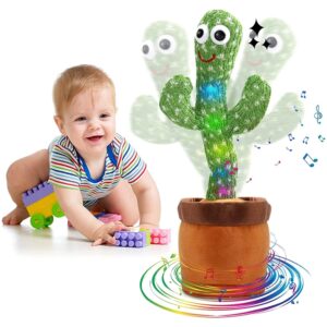 Dancing Cactus Mimicking Toy | Talking Singing Plush Doll | USB Charging | for Babies and Toddlers | Repeats What You Say | 120 Songs Built-in | LED Light Up | English & Spanish