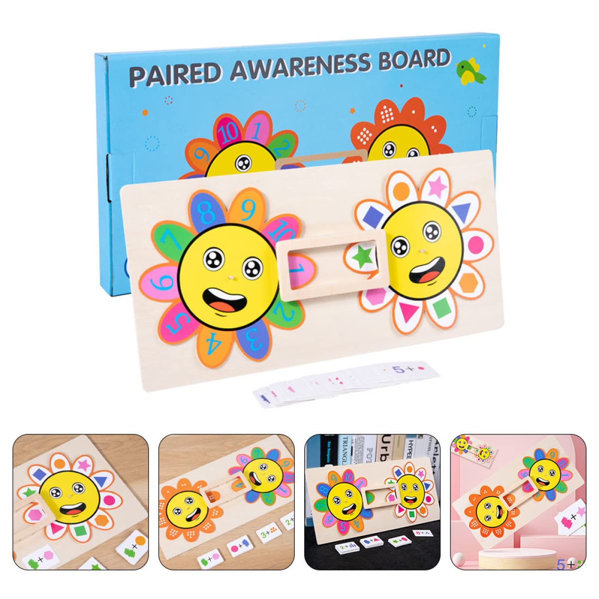 TOYANDONA 2 Sets Flower Matching Puzzle Kid Learning Toys Kids Wooden Toys Kids Number Matching Puzzles Cognitive Toys for Kids Wooden Puzzle Kids Sports Toys Educational Board Toy Kids Toy