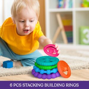 Silicone Stacking Rings Baby Toy | Soft Silicone Baby Stacking Teething Toys | Interactive and Fun Stacking Rings | Teeth Soothing Developmental Stacking Ring Toys for Babies Boy, Girl, Multicolor