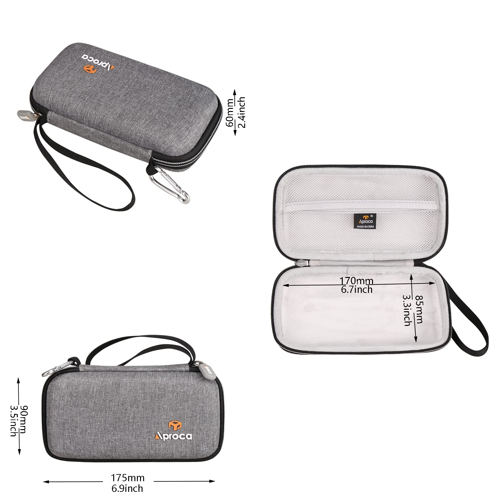 Aproca Grey Hard Travel Storage Case, for Beijue 16 Bit Handheld Games