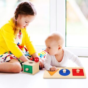 Kisangel Toddler Toys Infant Toys Stacking Puzzle 1 Set Object Permanence Box Wooden Peg Puzzles Preschool Learning for Infant Stacking Puzzle Wooden Toys Baby Toys