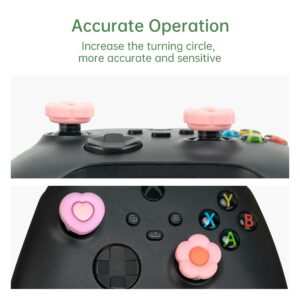 GeekShare Cute Xbox One Controller Thumb Grips, Soft Silicone Thumbsticks Cover Caps Set Compatible with Xbox One Controller, 2 Pair / 4 Pcs - Heart & Flower