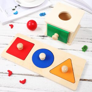 Kisangel Toddler Toys Infant Toys Stacking Puzzle 1 Set Object Permanence Box Wooden Peg Puzzles Preschool Learning for Infant Stacking Puzzle Wooden Toys Baby Toys