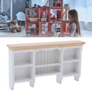 1/12 Miniatura Storage Cabinet Wall, 2 colors, Mounted Hand Painted Dollhouse Cupboard Crafted Mini Shelf(White)