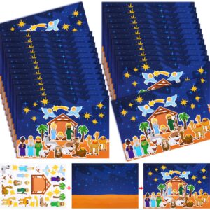 Yexiya 60 Sheets Christmas Nativity Stickers Make a Nativity Scene Sticker Kit Christmas Crafts for Religious Party DIY Nativity Stickers Nativity Scene Party Game for Xmas Supplies(Cute)