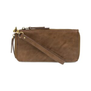 joy susan women's chloe zip around wallet wristlet- cocoa