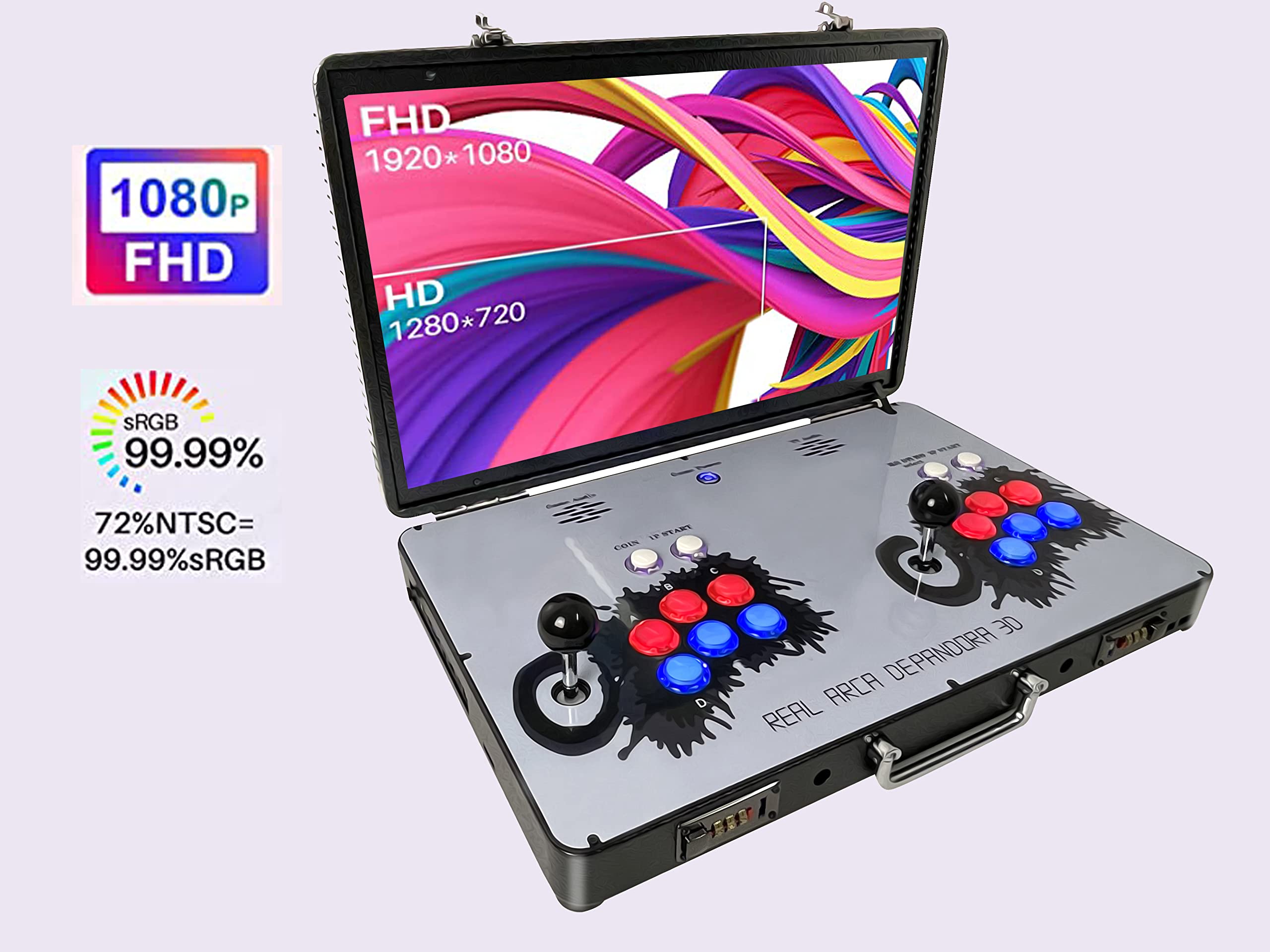 WYGAMING Portable 20000 in 1 Metal Box 3D Arcade Game Console, 22 inch Screen Retro Electronic Game Console, with Search/Hide/Save/Load/Pause Functions