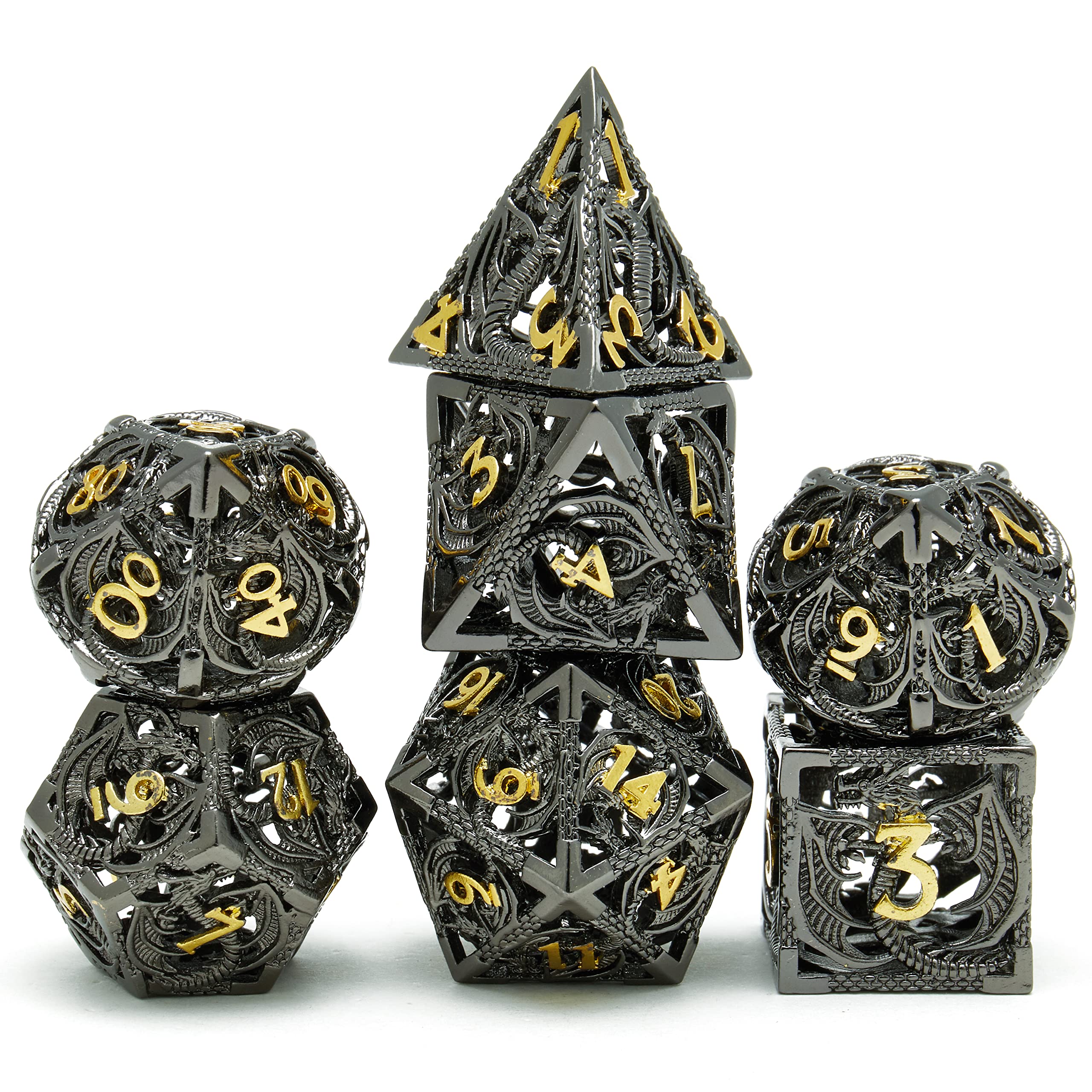 DND Metal Polyhedral Dice Set Dungeons and Dragons Dice Set D&D Role Playing Dice Metal Dice Set 7PCS Suitable for Dungeons and Dragons RPG MTG Table Games D&D Pathfinder Shadowrun and Math Teaching