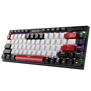 redragon k635 hot swappable mechanical keyboard customized rgb backlit with volume control, bluetooth/2.4g-wireless/usb-c compact gaming keyboard with red switches(68+10keys)