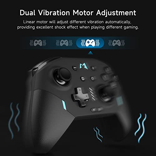 AKNES Switch Pro Controller for Nintendo Switch/Switch Lite/Switch OLED,Wireless Switch Controller with LED Color Light,Macro Programmable Buttons,Turbo,Vibration, Gamepads for PC,Android, IOS - Black