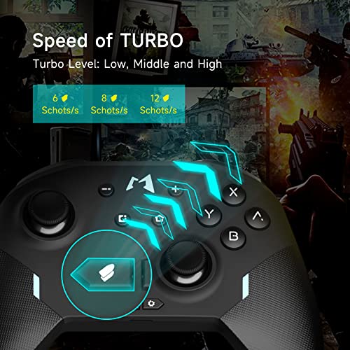 AKNES Switch Pro Controller for Nintendo Switch/Switch Lite/Switch OLED,Wireless Switch Controller with LED Color Light,Macro Programmable Buttons,Turbo,Vibration, Gamepads for PC,Android, IOS - Black