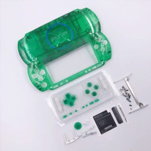 jmxlds new replacement psp 3000 full housing shell cover with buttons screws set - clear green