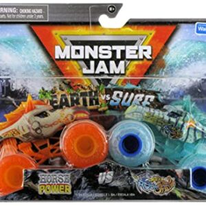 Monster Jam Earth vs Surf [Horse Power and Aqua Stallion] 1:64 Scale Double Pack