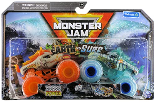 Monster Jam Earth vs Surf [Horse Power and Aqua Stallion] 1:64 Scale Double Pack