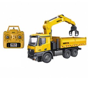 qiyhbvr 26 channel full functional remote control excavator construction tractor, 1/14 excavator toy alloy remote control dump truck xmas birthday gift kids boy teens adults rtr