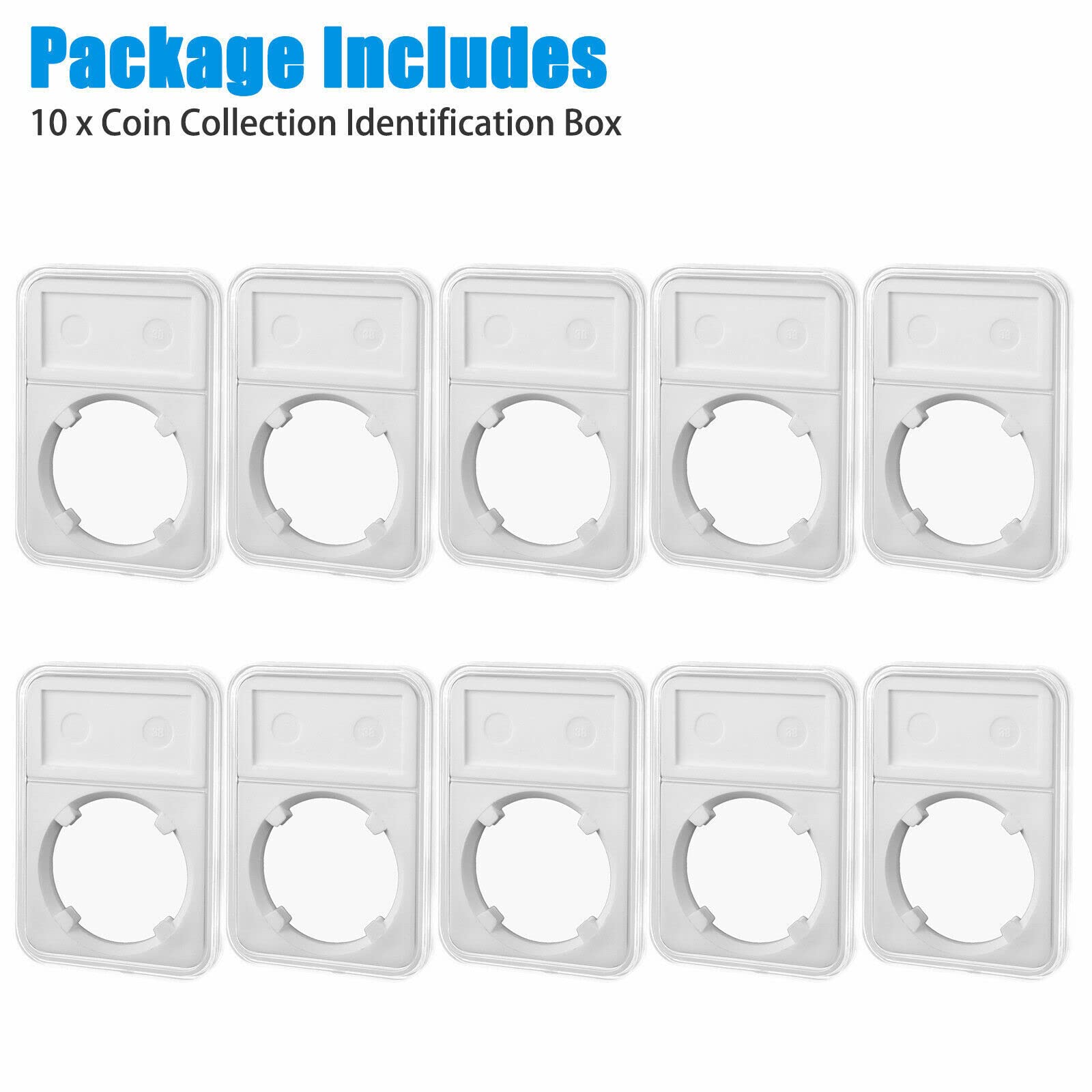 10Pack Coin Slab Display Holder Storage Case 38mm for Morgan,Peace,IKE Silver Dollar, 30 mm for JFK Half Dollar (38mm for Morgan Peace IKE Silver Dollar)