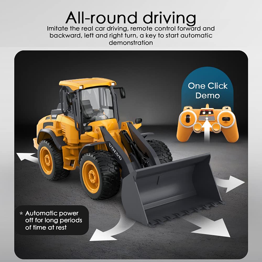 QIYHBVR Remote Control Construction Bulldozer Toy, 1/16 RC Bulldozer Toys for Kids Age 3 4 5 6 7 8, RC Construction Truck Vehicle Toys Xmas Birthday Gift