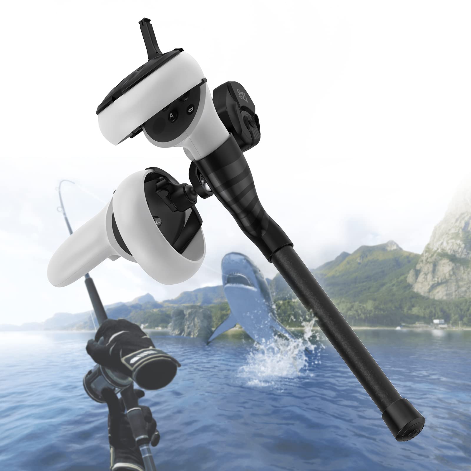 AMVR VR Fishing Accessories for Real VR Fishing Games, VR Fishing Rod and Reel Combo Accessories Compatible with Meta Quest 2 Accessories(Not for Quest 3)