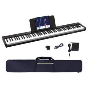 konix keyboard piano 88 key, beginner semi weighted keyboard piano with full size key, portable electric piano keyboard include sustain pedal, power supply and piano bag